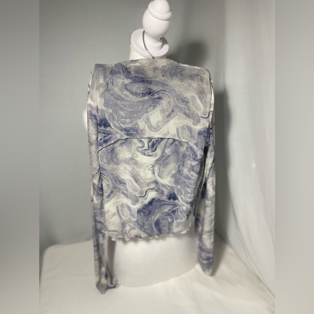 Mesh High Neck Long Sleeve Crop Top